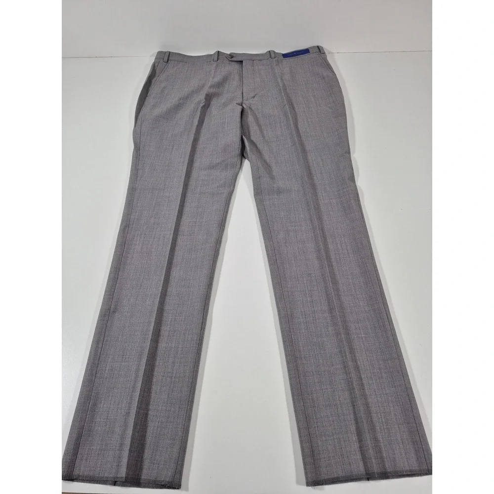 Giles & Jasper Dress Pants Mens 44x36 Gray Wool Stretch Flat Front Unhemmed NWT